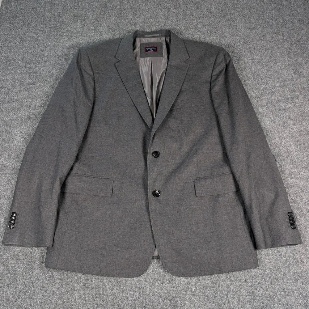UNTUCKit Sport Coat Mens 44R Grey 100% Wool Viaggio‎ Natural Stretch Blazer FLAW